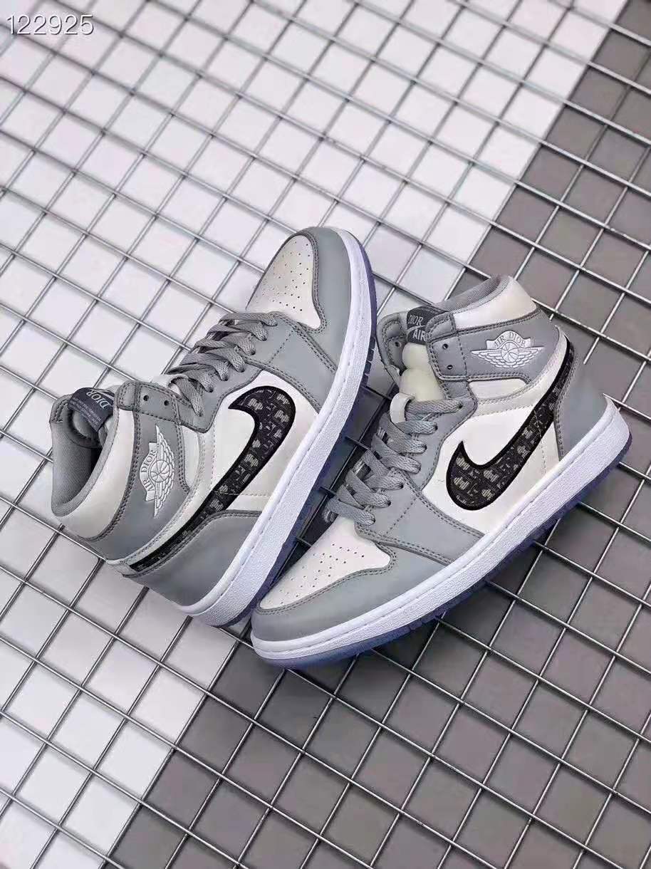 2020 Air Jordan 1 High OG Grey White Black Shoes